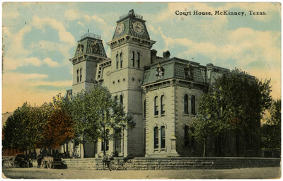 Historic McKinney courthouse postcard, 1905–1913