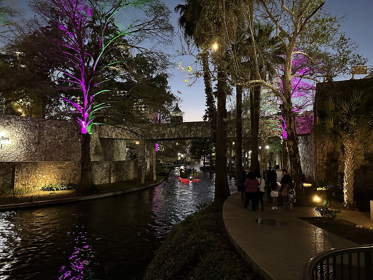 San Antonio River Walk at night